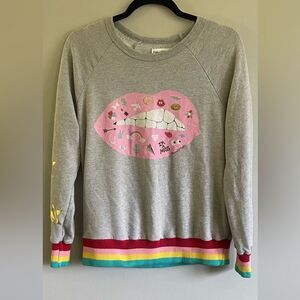 Lauren Moshi I’M A MESS Rainbow Retro Peace Dove Flower Lipstick Mouth Size XS